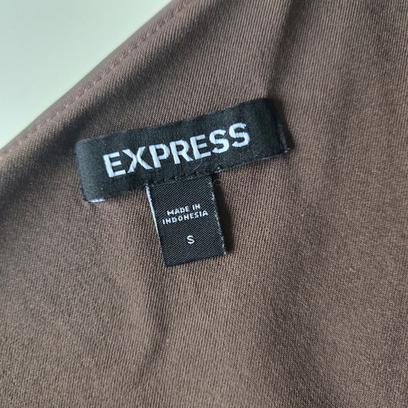 Express Brown One Shoulder Faux Leather Mini Dress - Picture 8 of 11